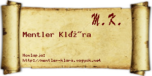 Mentler Klára névjegykártya